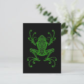 Intriciteit groene boomkikker op zwart briefkaart (Staand voorkant)