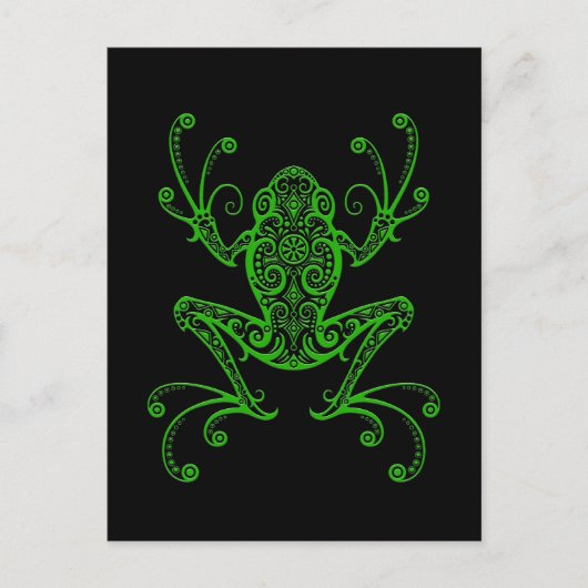 Intriciteit groene boomkikker op zwart briefkaart (Voorkant)
