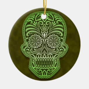 Intriciteit groene suikerschedel keramisch ornament