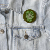Intriciteit groene suikerschedel ronde button 5,7 cm (In situ)