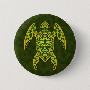 Intriciteit Groene Zee Turtle Ronde Button 5,7 Cm