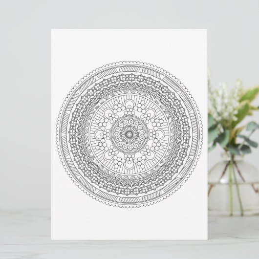 Intriciteit Mandala Black Lines Coloring Sjabloon  (Staand voorkant)