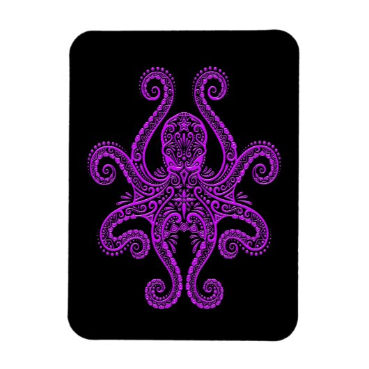 Intriciteit Paarse octopus op zwart Magneet (Verticaal)