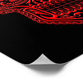 Intriciteit rode suikerschedel op zwart poster (Hoek)