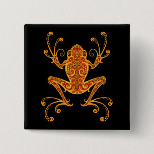 Intriciteit Rood- en Gele Boomkikker Vierkante Button 5,1 Cm