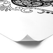 Intriciteit zwart gitaarontwerp op wit poster (Hoek)