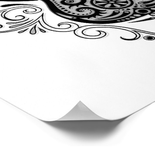 Intriciteit zwart-witgitaarontwerp poster (Hoek)