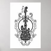 Intriciteit zwart-witgitaarontwerp poster (Voorkant)