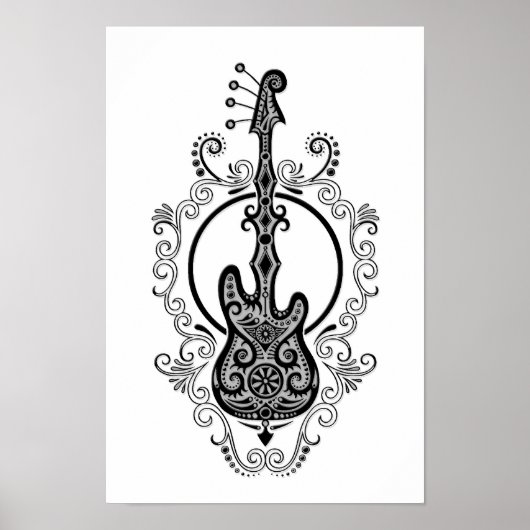 Intriciteit zwart-witgitaarontwerp poster (Voorkant)
