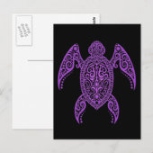 Intriciteitsschildpad voor zwart en Paars Zee Briefkaart (Voorkant / Achterkant)