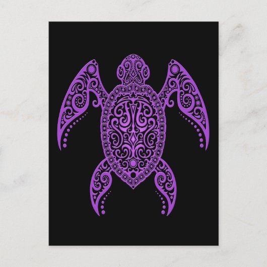 Intriciteitsschildpad voor zwart en Paars Zee Briefkaart (Voorkant)