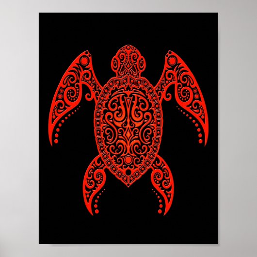 Intriciteitsschildpad voor zwart en rood Zee Poster (Voorkant)