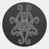 Intriciteitsstaal Mesh Octopus Ronde Sticker (Voorkant)