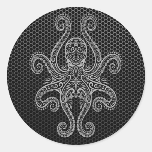Intriciteitsstaal Mesh Octopus Ronde Sticker (Voorkant)