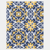 Intricotblauw goudwit Marokkaanse arabesque ogee Fleece Deken (Voorkant)