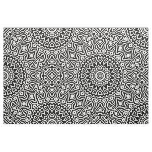 Intrict Black and White Modern Mandala Pattern Stof