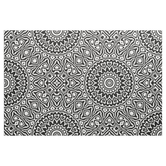 Intrict Black and White Modern Mandala Pattern Stof (Fat Quarter)