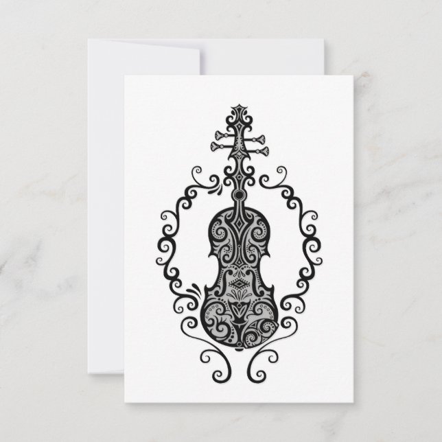 Intrict Black Violin Design on White (Voorkant)