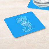 Intrict Blue Seahorse Design Kartonnen Onderzetters (Schuin)