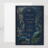 Intrict Detail - Blue Green Peacock Kaart Wedding (Voorkant / Achterkant)