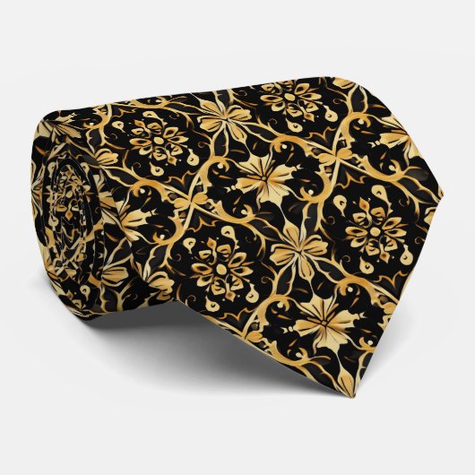 Intrict Gold Pattern Stropdas (Opgerold)