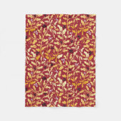 Intrict goud- en rood holly-patroon fleece deken (Voorkant)
