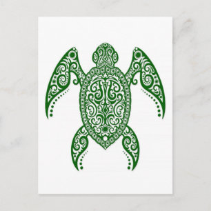 Intrict Green Zee Turtle on White Briefkaart