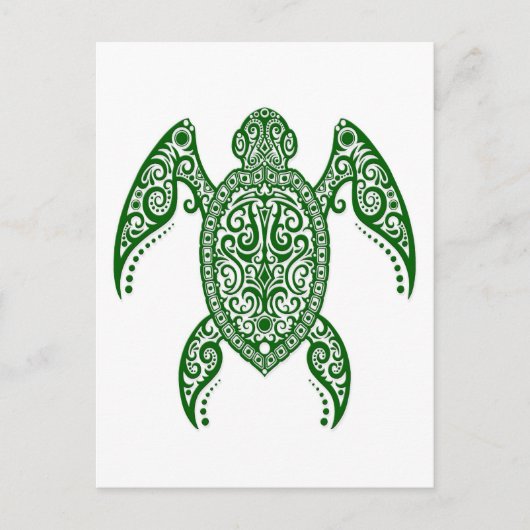Intrict Green Zee Turtle on White Briefkaart (Voorkant)