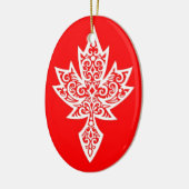 Intrict Red & White Canadian Maple Leaf Keramisch Ornament (Links)