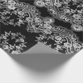 Intrict White Lace op zwart Cadeaupapier (Hoek)