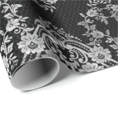 Intrict White Lace op zwart Cadeaupapier (Rol Hoek)