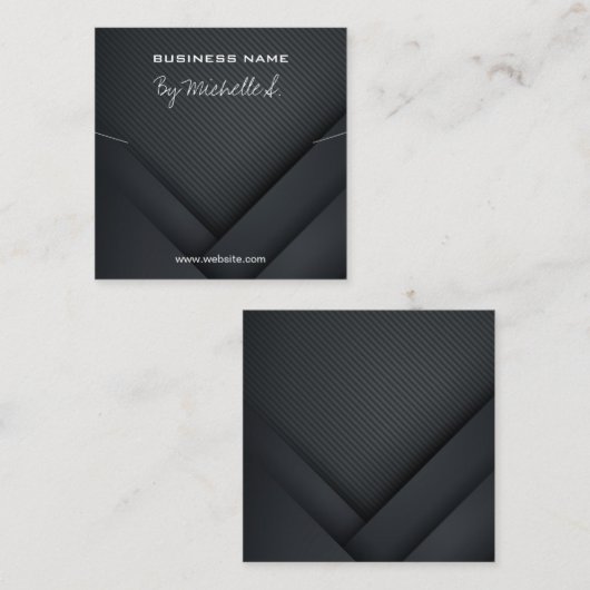 Intricte, moderne zwarte pendelverpakking vierkante visitekaartje (Voorkant / Achterkant)