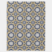 Intricum blue white arabesque tegel Moroccan Fleece Deken (Voorkant)