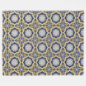 Intricum blue white arabesque tegel Moroccan Fleece Deken (Voorkant (Horizontaal))