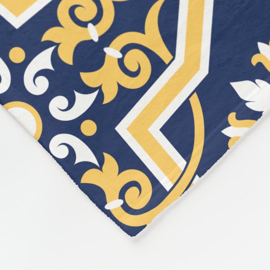 Intricum blue white arabesque tegel Moroccan Fleece Deken (Hoek)