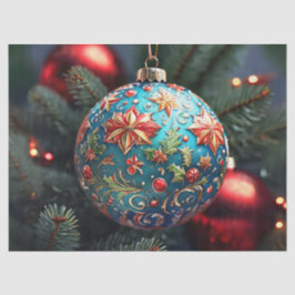 Intrigant versierde kerstbal decoupage tissuepapier