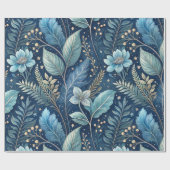 Intrigerend Blauw & Groen Botanisch - Sterrenachti Cadeaupapier (Vlak)