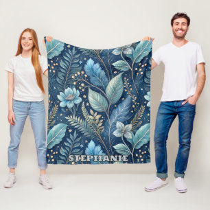 Intrigerend Blauw & Groen Botanisch - Sterrenachti Fleece Deken