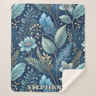 Intrigerend Blauw & Groen Botanisch - Sterrenachti Sherpa Deken