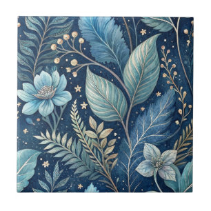 Intrigerend Blauw & Groen Botanisch - Sterrenachti Tegeltje