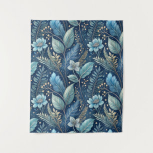 Intrigerend Blauw & Groen Botanisch - Sterrenachti Wandkleed