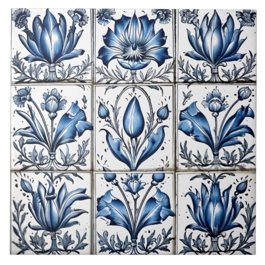 Intrigerend blauw rustiek Indigo Azulejo Tegel ont Tegeltje (Voorkant)