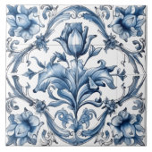 Intrigerend blauw rustiek Indigo Azulejo Tegel ont Tegeltje (Voorkant)