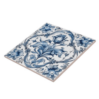 Intrigerend blauw rustiek Indigo Azulejo Tegel ont Tegeltje