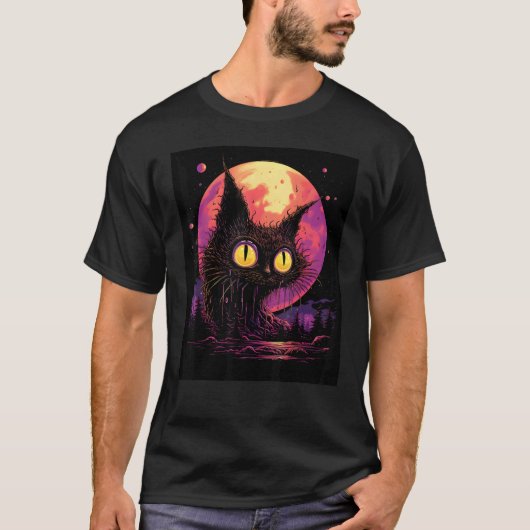 Intrigerend kat silhouet ontwerp uw mode stat t-shirt (Voorkant)