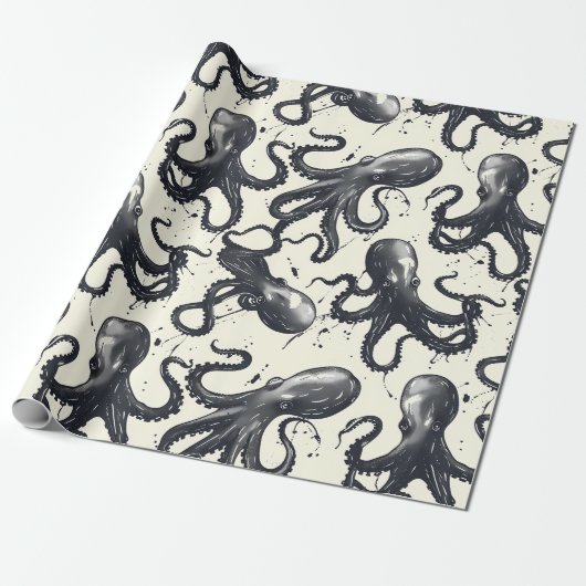 Intrigerend Octopussen Inpakpapier (Uitgerold)