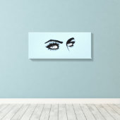 Intrigerend zwarte & blauwe hedendaagse damesglans canvas afdruk (Insitu (Houten vloer))