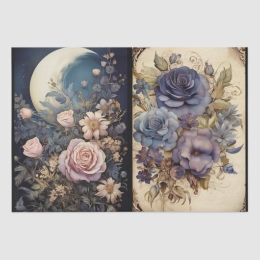 intrigerende Fantasy Gothic Bloemen Decoupage Tissuepapier (Voorkant)