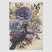 Intrigerende Fantasy Gothic Raven & Florals Tissuepapier (Voorkant)