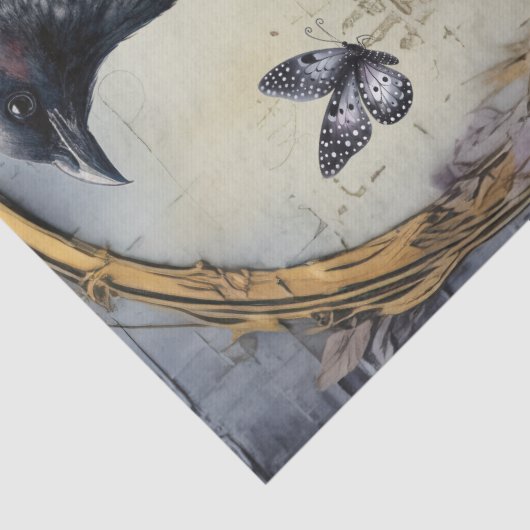 Intrigerende Fantasy Gothic Raven & Florals Tissuepapier (Detail)